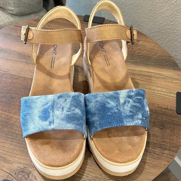 Toms Denim Blue Tie Dye Espadrille Size 7.5 - Picture 6 of 10